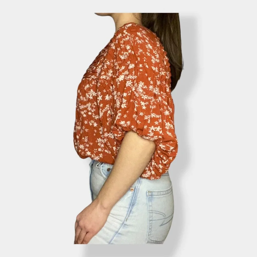 Free People Dessa one piece pin tuck top in rust size S‎